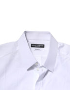 Dolce & Gabbana White Cotton GOLD Long Sleeves Formal Shirt