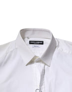 Dolce & Gabbana White Cotton GOLD Long Sleeves Formal Shirt