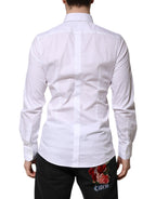 Dolce & Gabbana White Cotton GOLD Long Sleeves Formal Shirt