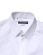 Dolce & Gabbana White Cotton GOLD Long Sleeves Formal Shirt