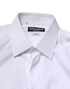 Dolce & Gabbana White Cotton GOLD Long Sleeves Formal Shirt