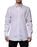 Dolce & Gabbana White Cotton GOLD Long Sleeves Formal Shirt