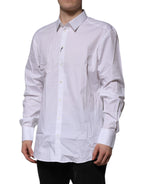Dolce & Gabbana White Cotton GOLD Long Sleeves Formal Shirt