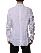 Dolce & Gabbana White Cotton GOLD Long Sleeves Formal Shirt