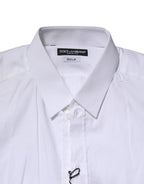 Dolce & Gabbana White Cotton GOLD Long Sleeves Formal Shirt