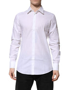 Dolce & Gabbana White Cotton GOLD Long Sleeves Formal Shirt