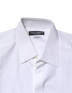 Dolce & Gabbana White Cotton GOLD Long Sleeves Formal Shirt