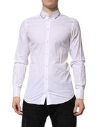 Dolce & Gabbana White Cotton GOLD Long Sleeves Formal Shirt
