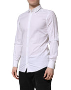 Dolce & Gabbana White Cotton GOLD Long Sleeves Formal Shirt