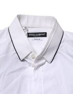 Dolce & Gabbana White Cotton GOLD Long Sleeves Formal Shirt