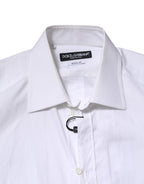 Dolce & Gabbana White GOLD Long Sleeves Dress Men Formal Shirt