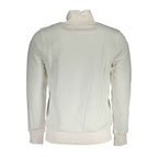 La Martina White Cotton Men Sweater With Zip and Pockets