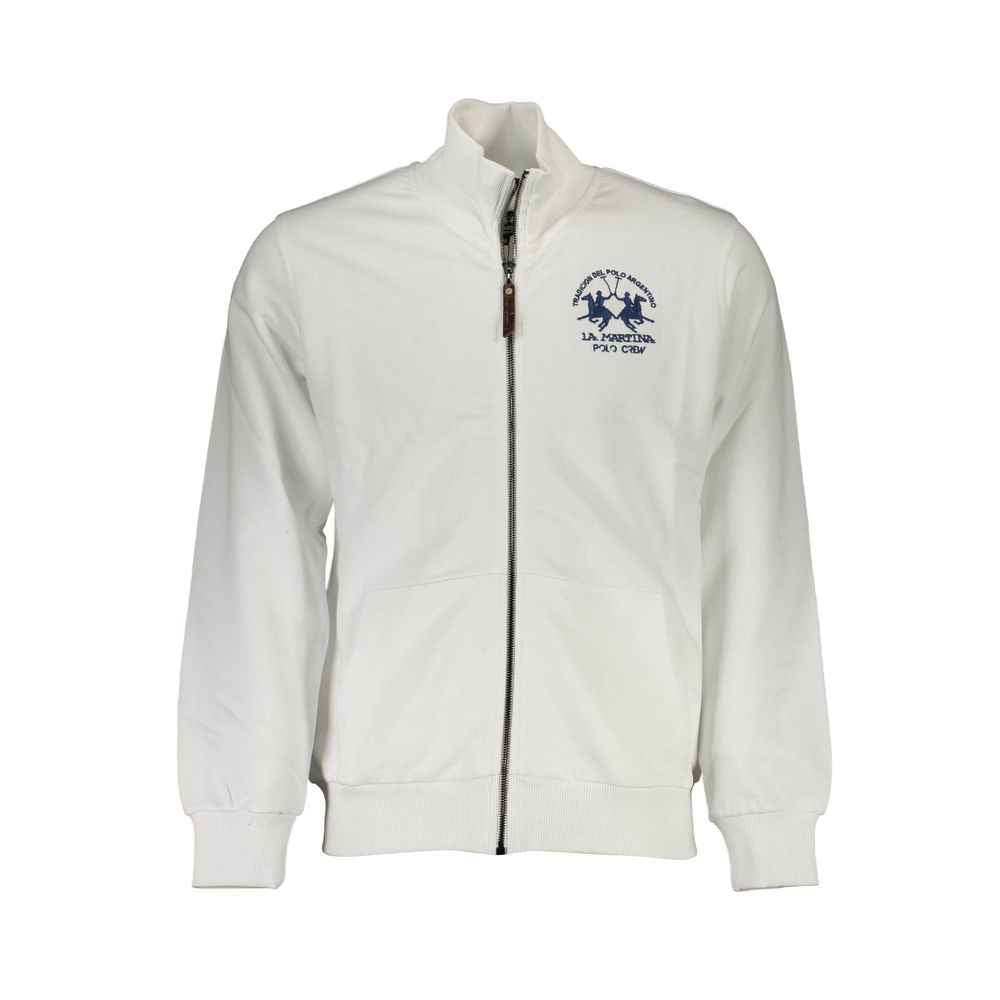 La Martina White Cotton Men Sweatshirt