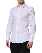 Dolce & Gabbana White GOLD Cotton Dress Formal Shirt