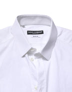 Dolce & Gabbana White GOLD Cotton Dress Formal Shirt