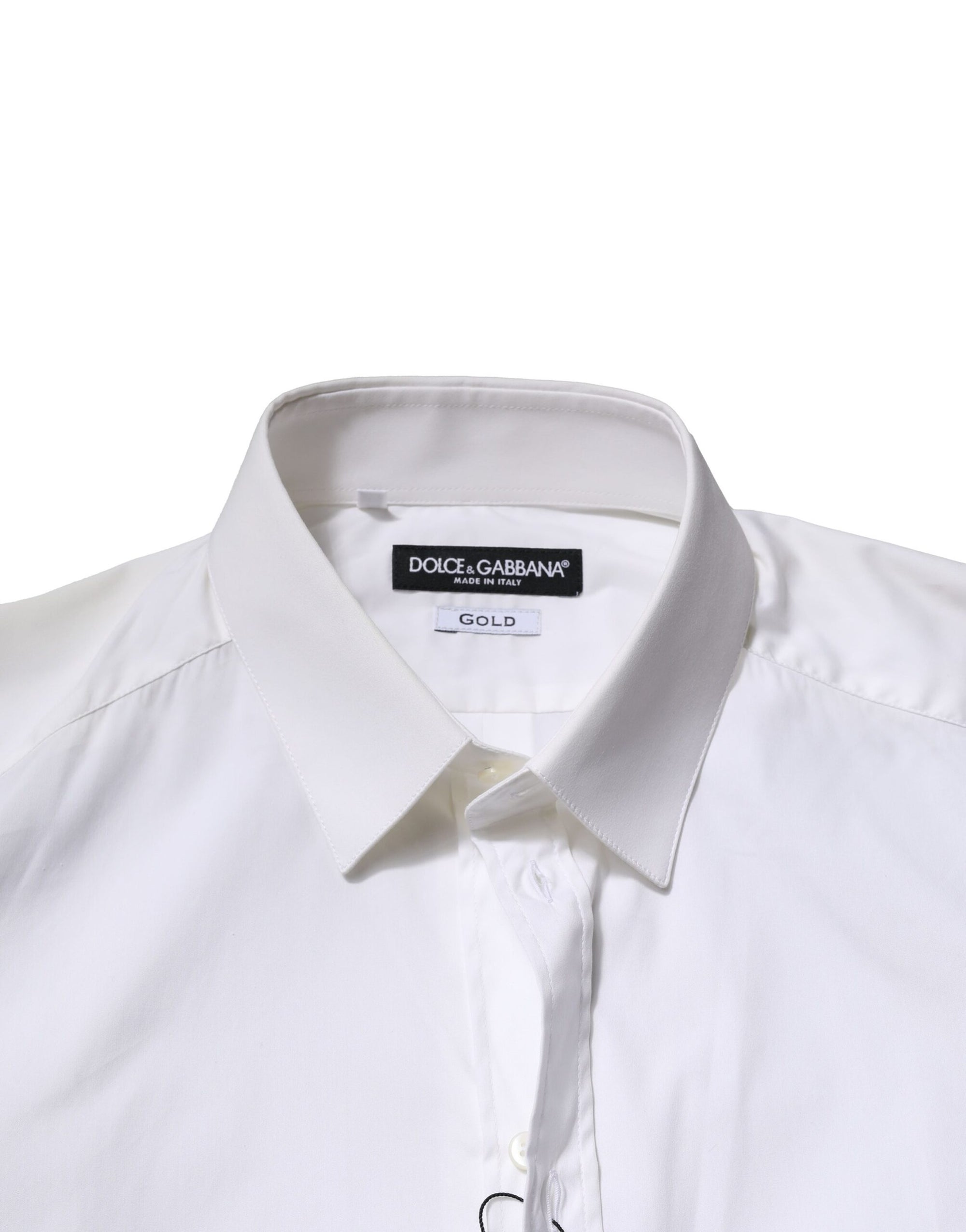 Dolce & Gabbana White Cotton Long Sleeves GOLD Formal Shirt