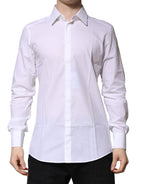 Dolce & Gabbana White GOLD Cotton Long Sleeves Men Formal Shirt