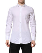 Dolce & Gabbana White GOLD Cotton Long Sleeves Men Formal Shirt