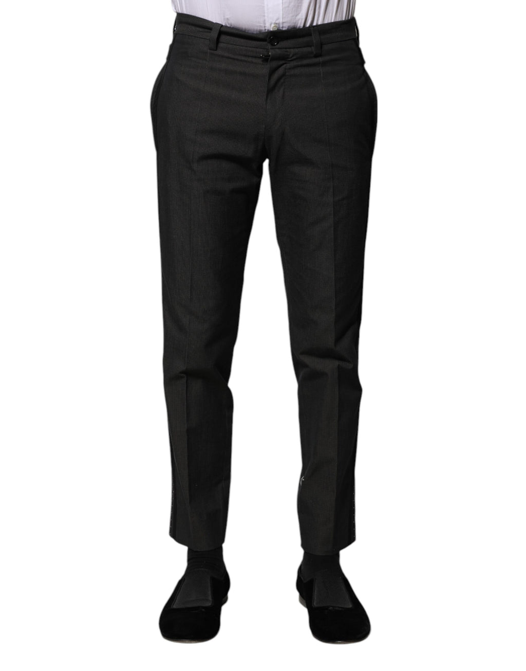 Dolce & Gabbana Gray Cotton Patterned Formal Pants