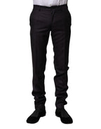 Dolce & Gabbana Black Wool Patterned Formal Pants