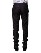 Dolce & Gabbana Black Wool Patterned Formal Pants