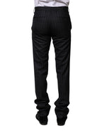 Dolce & Gabbana Black Wool Striped Formal Pants