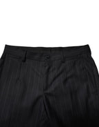 Dolce & Gabbana Black Wool Striped Formal Pants