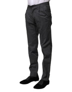 Dolce & Gabbana Gray Striped Cotton Formal Pants