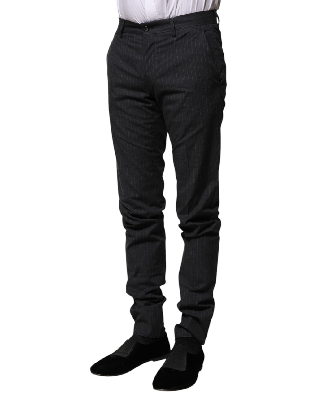 Dolce & Gabbana Gray Striped Cotton Formal Pants