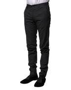 Dolce & Gabbana Gray Striped Cotton Formal Pants