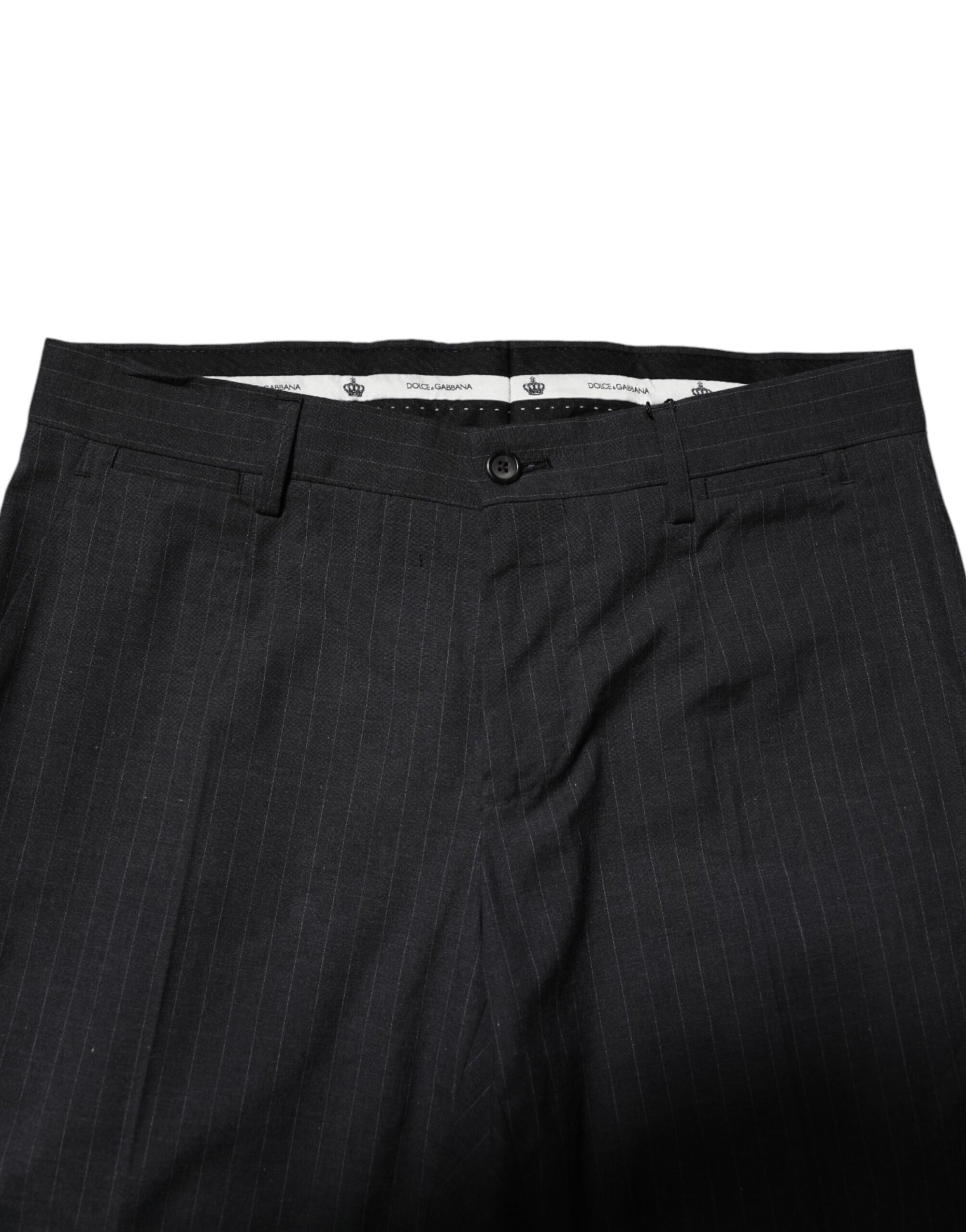 Dolce & Gabbana Gray Striped Cotton Formal Pants