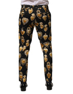 Dolce & Gabbana Black Gold Sacred Heart Print Pants