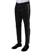 Dolce & Gabbana Black Gray Fantasy Cotton Formal Slim Pants