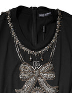 Dolce & Gabbana Black Cotton Rhinestone Embellished Tank Top