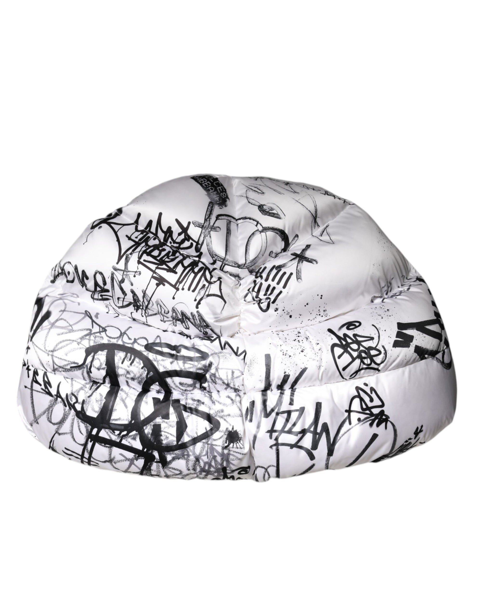 Dolce & Gabbana White Polyester Printed Hood Quilted Hat