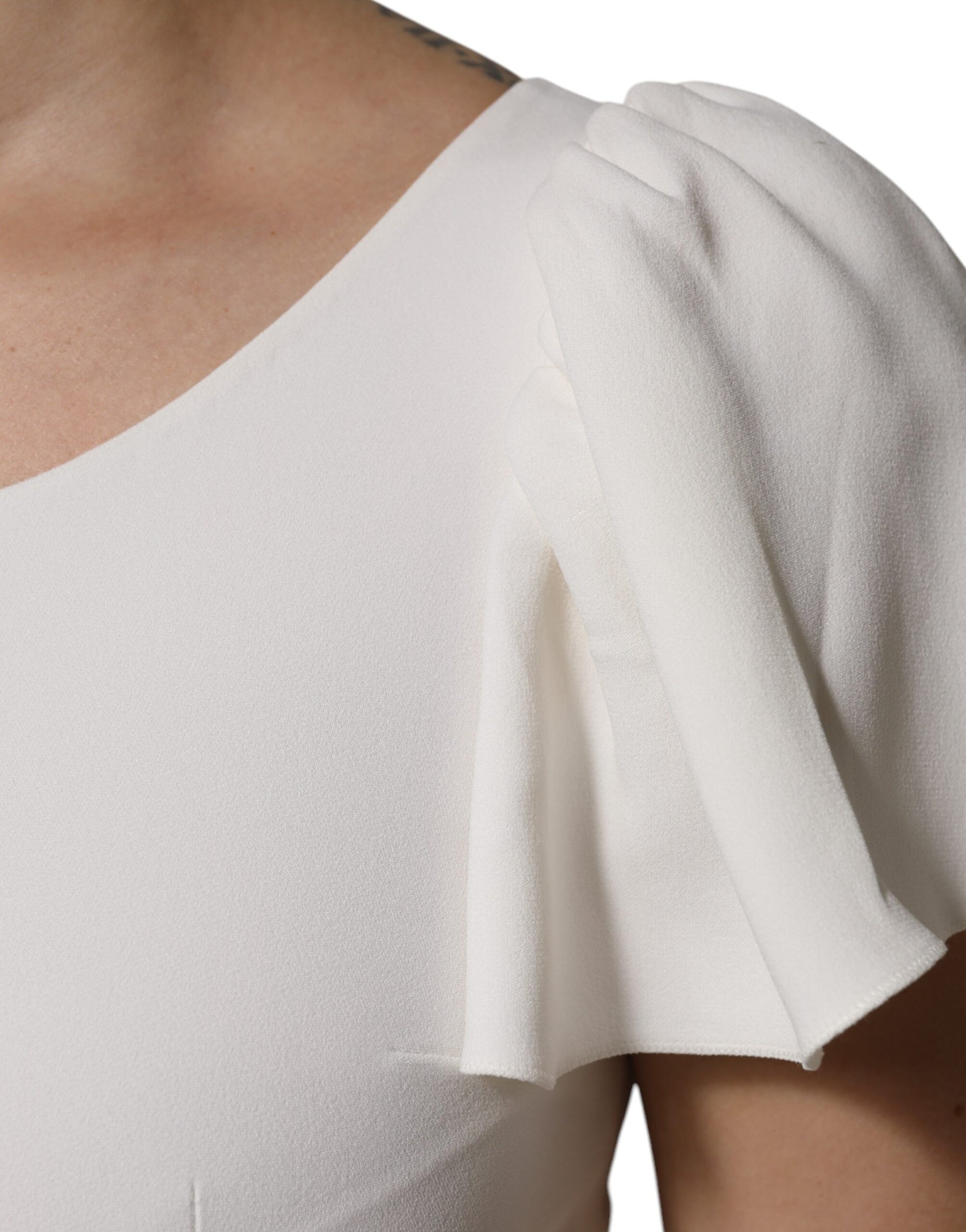 Dolce & Gabbana White Viscose Round Neck Short Sleeves Top