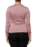 Dolce & Gabbana Pink Silk Knit Button Down Cardigan Sweater