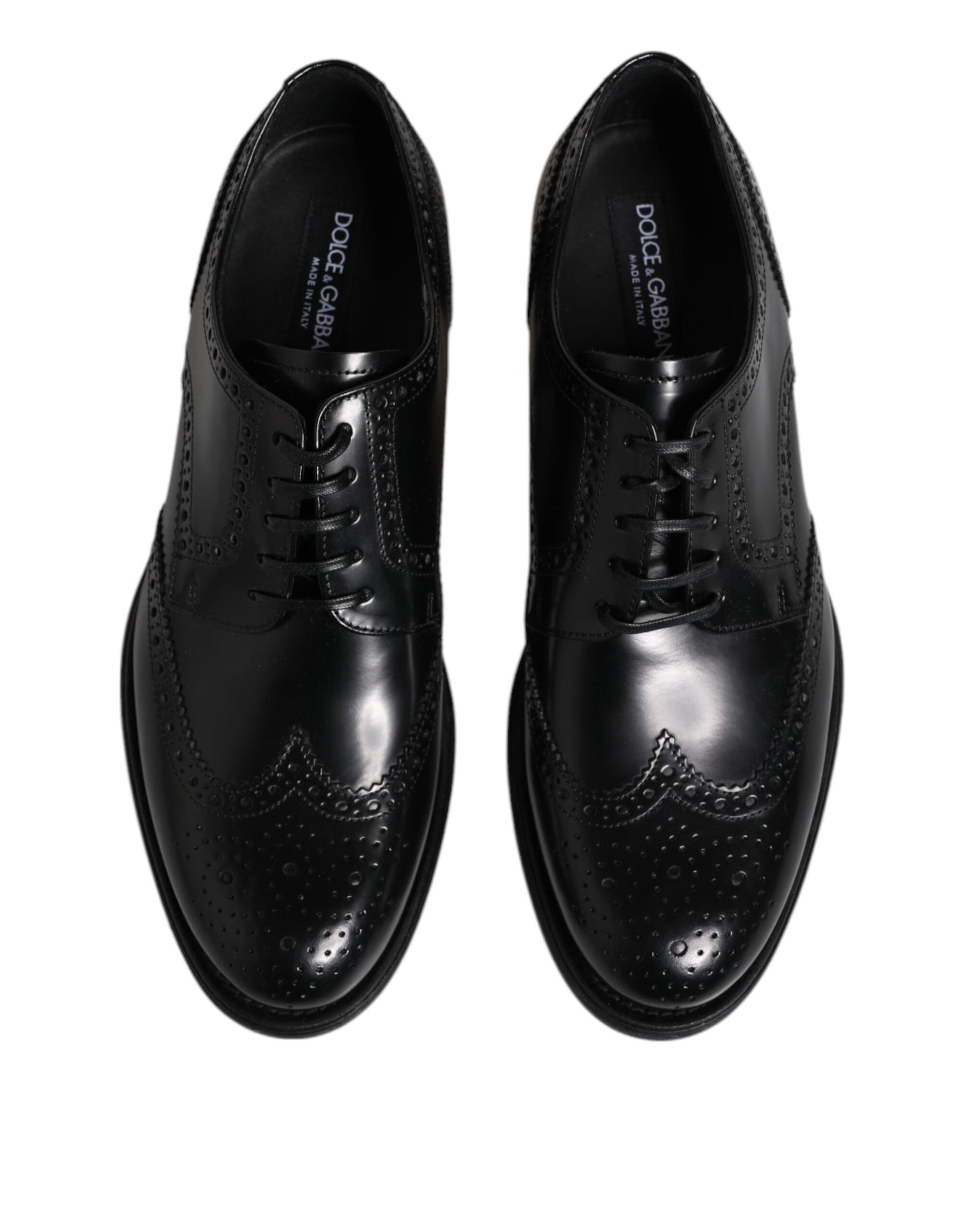 Dolce & Gabbana Black Leather Derby Wingtip Formal Shoes