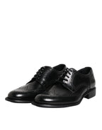 Dolce & Gabbana Black Leather Derby Wingtip Formal Shoes