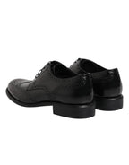 Dolce & Gabbana Black Leather Derby Wingtip Formal Shoes