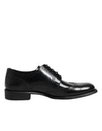 Dolce & Gabbana Black Leather Derby Wingtip Formal Shoes