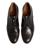 Pollini Dark Brown Leather Derby Lace Up Dress Formal Shoes