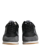 Trussardi Black Gray Lace Up Low Top Casual Sneakers Shoes