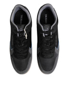 Trussardi Black Gray Lace Up Low Top Casual Sneakers Shoes