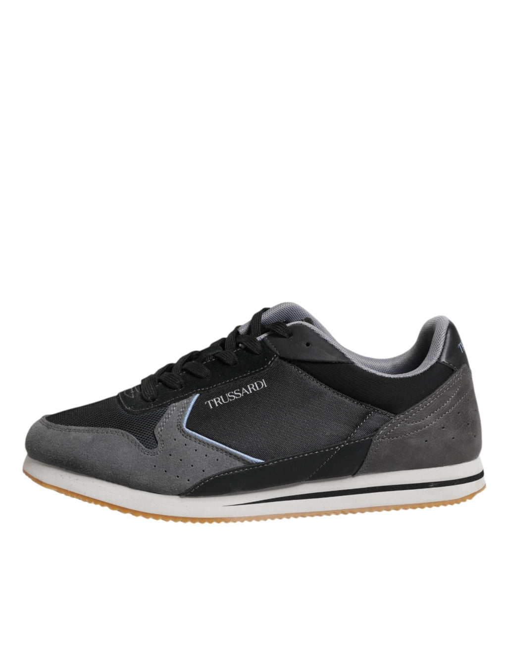 Trussardi Black Gray Lace Up Low Top Casual Sneakers Shoes
