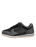 Trussardi Black Gray Lace Up Low Top Casual Sneakers Shoes