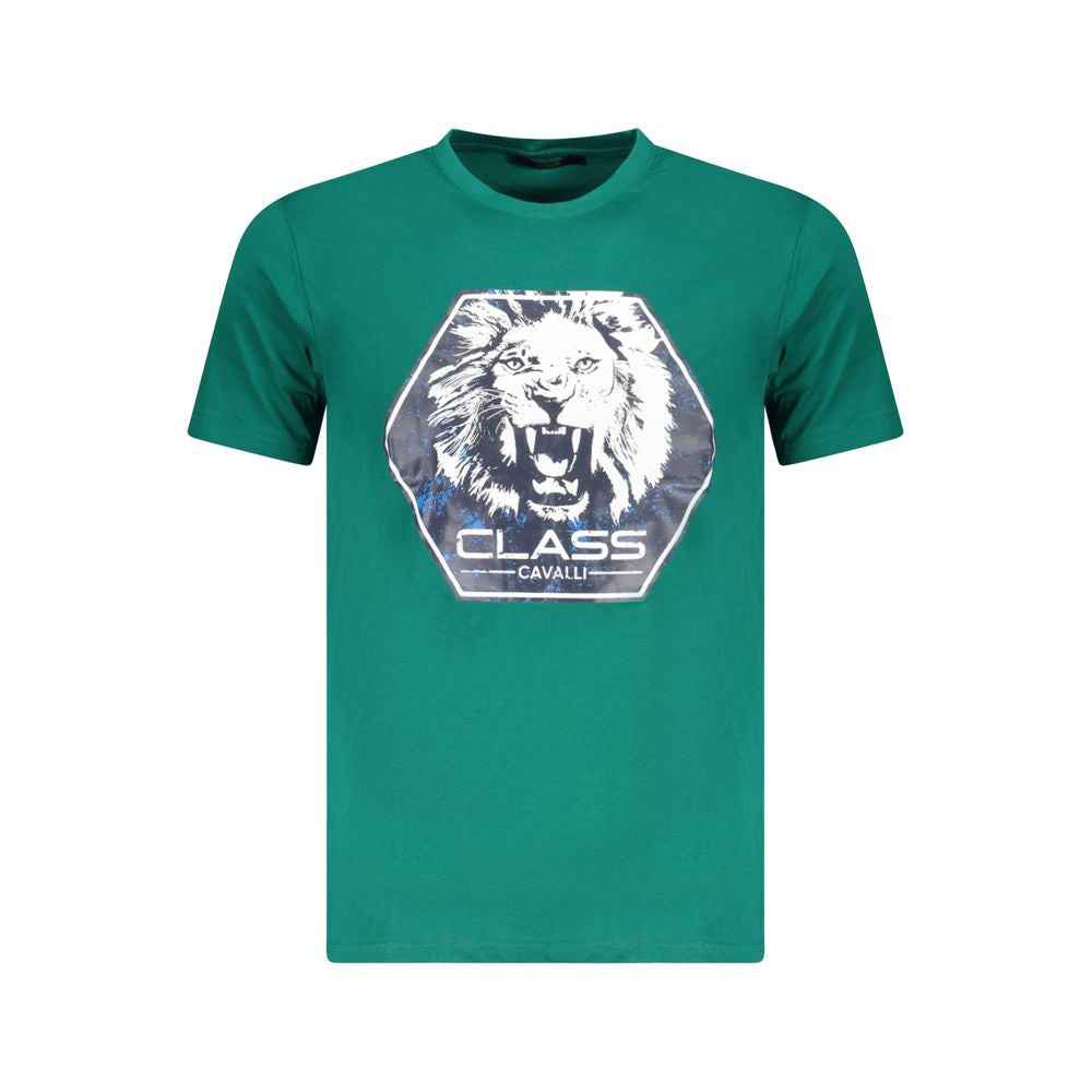 Cavalli Class Green Cotton T-Shirt