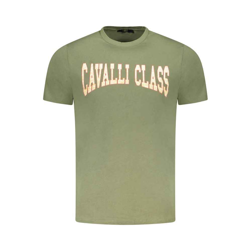 Cavalli Class Green Cotton Men T-Shirt