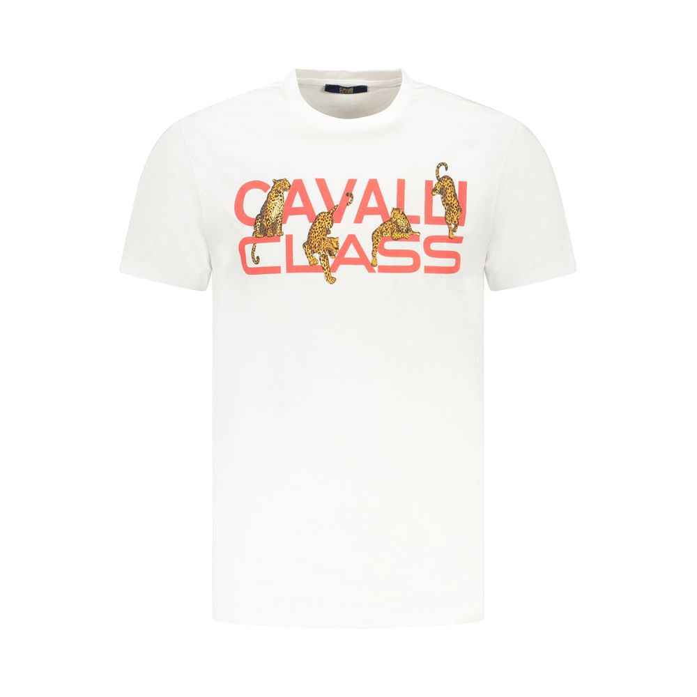 Cavalli Class White Cotton Men T-Shirt