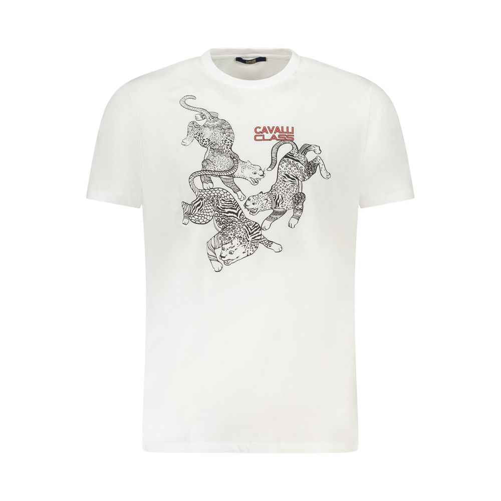 Cavalli Class White Cotton Men T-Shirt